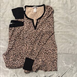 Victoria's Secret Leopard Print Pajama Set - Black and Tan